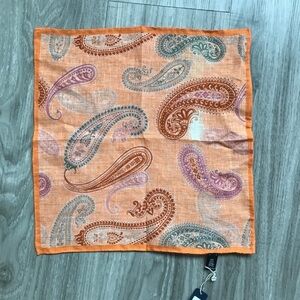 Gladson Paisley Patterned Orange Square Scarf NWT